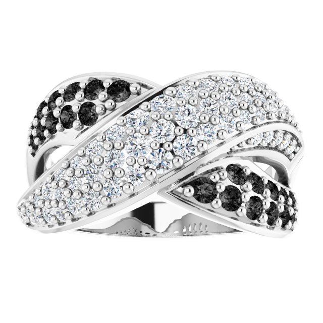 14K White 1 CTW Black & White Diamond Ring